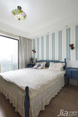 地中海风格二居室90平米卧室卧室背景墙床效果图