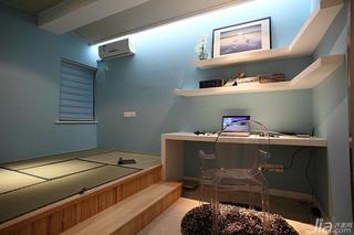 现代简约风格二居室蓝色120平米书房榻榻米设计