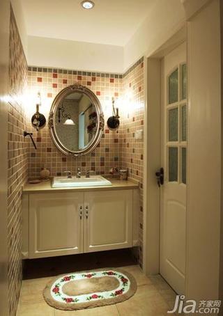 田园风格三居室120平米卫浴间瓷砖洗手台效果图