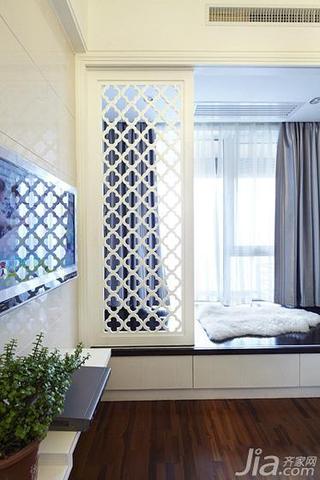 现代简约风格一居室60平米电视背景墙窗帘效果图