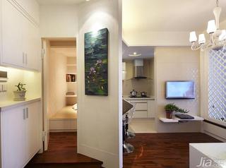 现代简约风格一居室60平米电视背景墙玄关柜图片