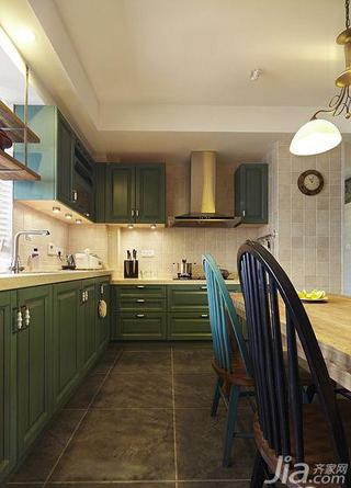 混搭风格三居室绿色140平米以上厨房餐桌图片