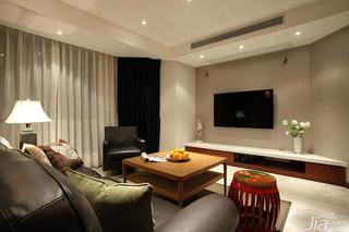 中式风格三居室130平米电视背景墙茶几效果图