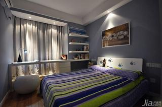 现代简约风格三居室蓝色140平米以上儿童房儿童床图片