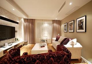 现代简约风格三居室20万以上客厅沙发背景墙窗帘图片