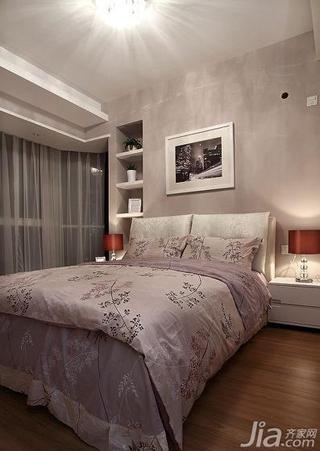 现代简约风格三居室粉色130平米卧室床图片