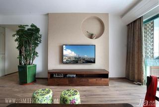 三米设计新中式风格电视背景墙电视柜图片