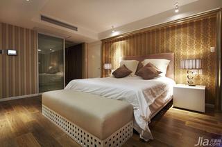 现代简约风格复式140平米以上卧室卧室背景墙床图片