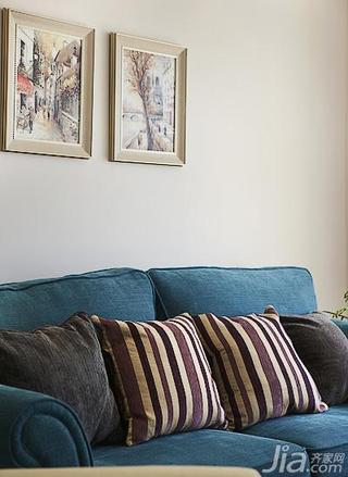 简欧风格二居室蓝色80平米沙发效果图