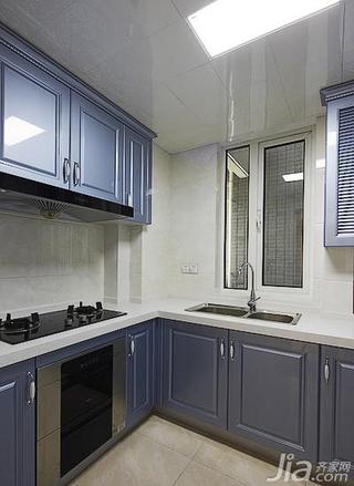 简欧风格二居室蓝色80平米厨房橱柜设计图