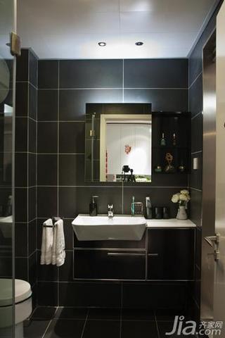 现代简约风格二居室黑色70平米卫生间台盆图片