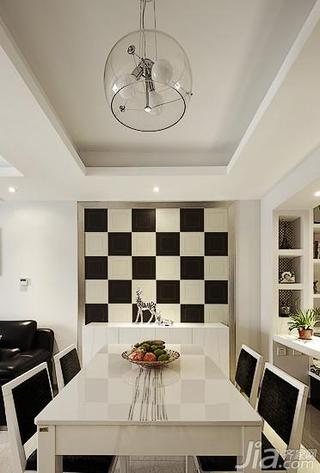 简约风格二居室黑白90平米餐厅餐厅背景墙灯具效果图