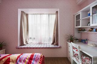 简约风格二居室粉色90平米飘窗效果图