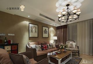 美式风格三居室130平米客厅沙发背景墙客厅灯效果图