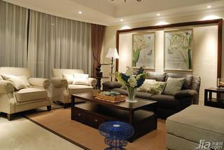 美式风格二居室100平米客厅沙发背景墙装修效果图
