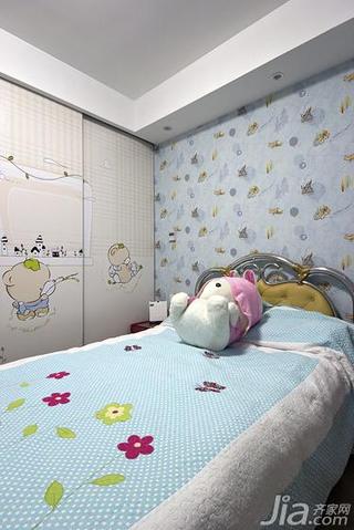 新古典风格三居室蓝色110平米儿童房壁纸效果图