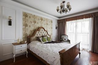 美式乡村风格三居室130平米卧室卧室背景墙床效果图