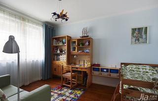 美式乡村风格三居室蓝色130平米儿童房书桌图片