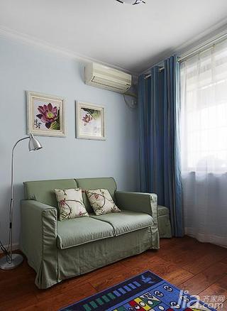 美式乡村风格三居室蓝色130平米沙发图片