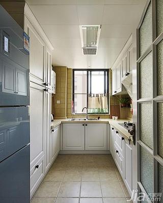 美式乡村风格三居室白色130平米厨房吊顶橱柜设计图