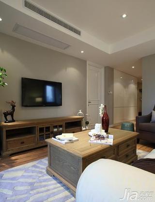 美式风格三居室富裕型客厅电视背景墙茶几图片