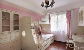 美式风格三居室粉色140平米以上儿童房高低床图片