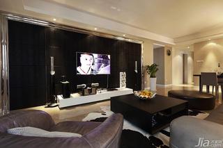 新古典风格三居室黑色140平米以上电视背景墙茶几图片