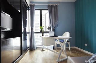 新古典风格三居室蓝色140平米以上书房书桌效果图
