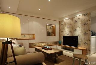中式风格三居室70平米电视背景墙客厅灯效果图
