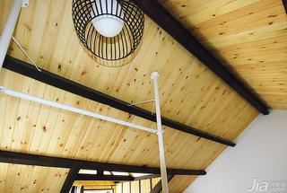 loft风格复式原木色40平米吊顶灯具效果图