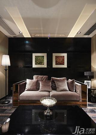 新古典风格复式豪华型沙发背景墙客厅灯效果图