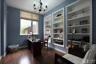 美式风格别墅蓝色140平米以上书房书架图片