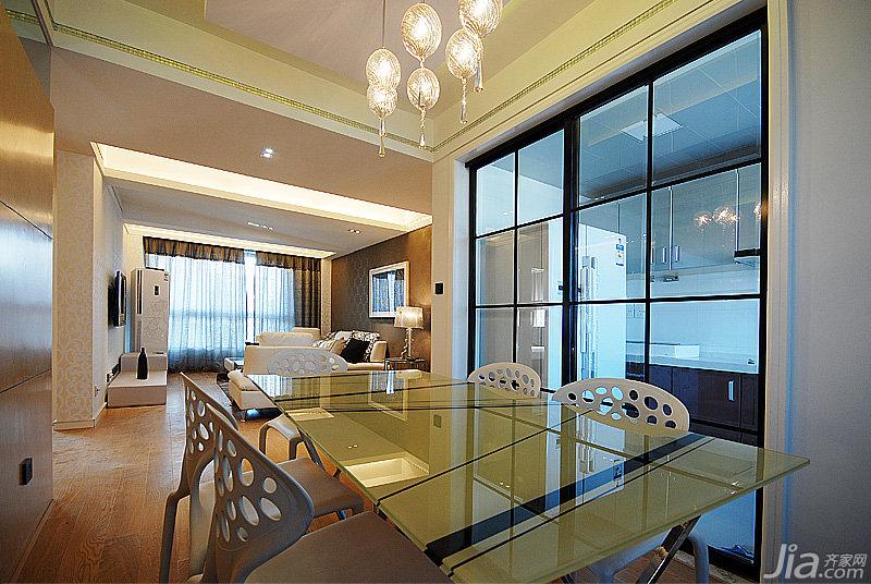 ,三居室装修,现代简约风格,富裕型装修,餐厅,餐桌,灯具