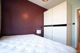 现代简约风格三居室富裕型卧室壁纸图片