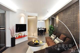 现代简约风格二居室90平米电视背景墙茶几效果图