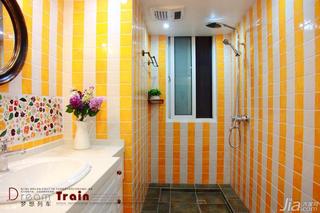 田园风格三居室黄色80平米卫浴间瓷砖儿童灯效果图