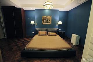 美式风格别墅蓝色140平米以上卧室床效果图