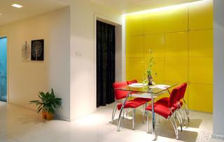现代简约风格三居室黄色120平米餐厅餐厅背景墙装修图片