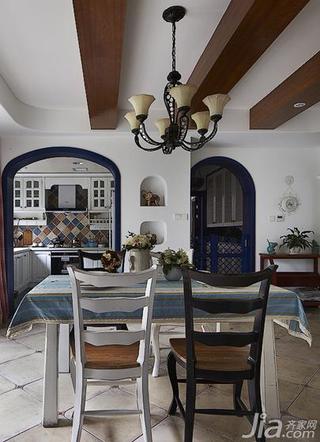 地中海风格四房140平米以上餐厅吊顶餐桌图片