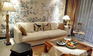 新中式风格三居室110平米沙发背景墙沙发效果图