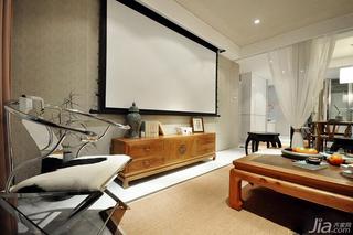 新中式风格三居室110平米客厅电视背景墙电视柜图片