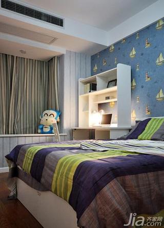 新中式风格三居室110平米儿童房飘窗壁纸效果图