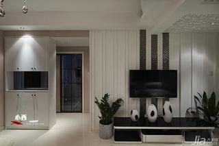 现代简约风格三居室90平米电视背景墙设计图