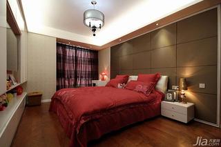 简约风格三居室红色140平米以上卧室卧室背景墙设计图