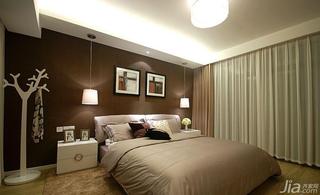 现代简约风格三居室130平米卧室卧室背景墙床效果图