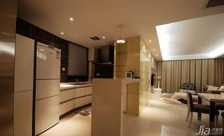 现代简约风格二居室90平米开放式厨房吧台装修效果图