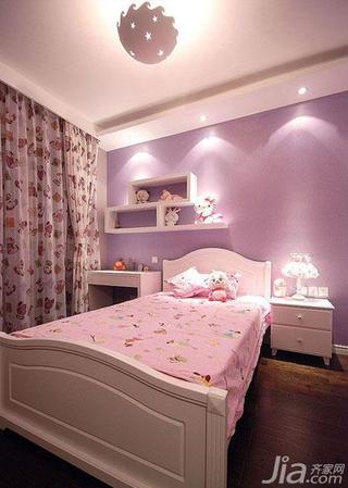现代简约风格三居室粉色90平米儿童房设计图