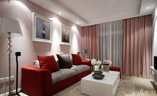 现代简约风格三居室粉色90平米客厅窗帘图片