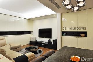 现代简约风格二居室90平米客厅电视背景墙设计图
