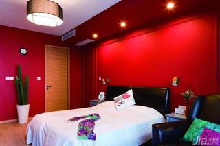 混搭风格复式红色140平米以上卧室床效果图